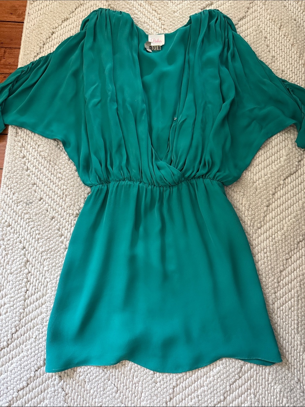 Parker Emerald Green V-Neck Blouson Tunic